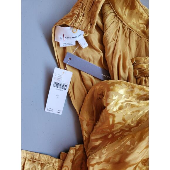 NWT Anthropologie The Somerset Maxi Dress Mock-Neck Edition Sz S Gold #9G506 - Picture 9 of 12